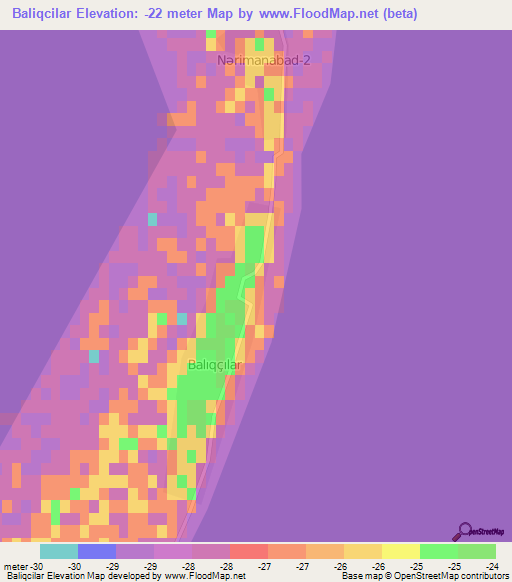 Baliqcilar,Azerbaijan Elevation Map