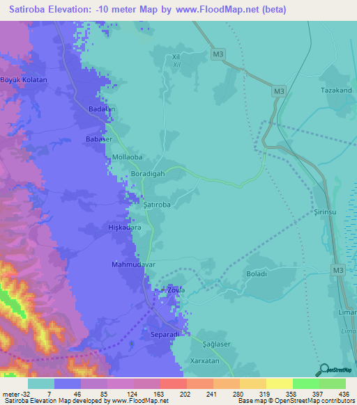 Satiroba,Azerbaijan Elevation Map