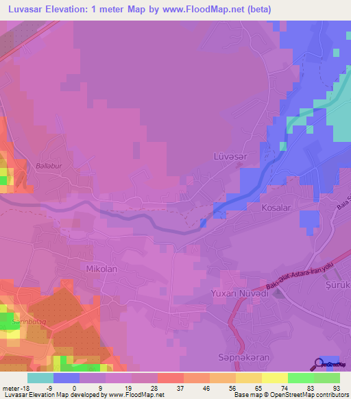 Luvasar,Azerbaijan Elevation Map