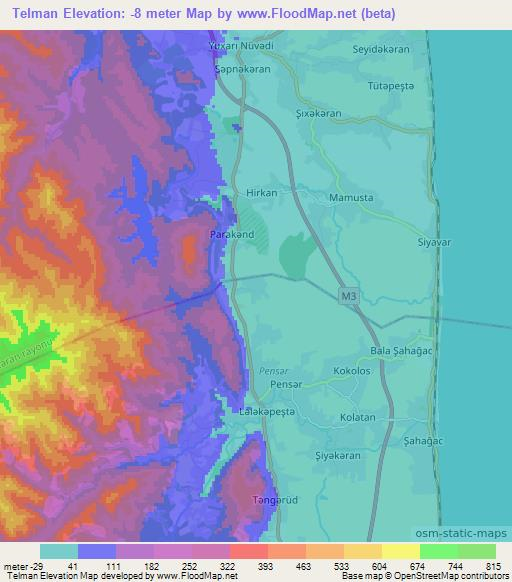 Telman,Azerbaijan Elevation Map