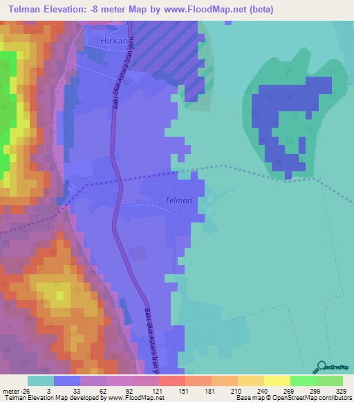 Telman,Azerbaijan Elevation Map