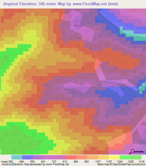 Avyarud,Azerbaijan Elevation Map