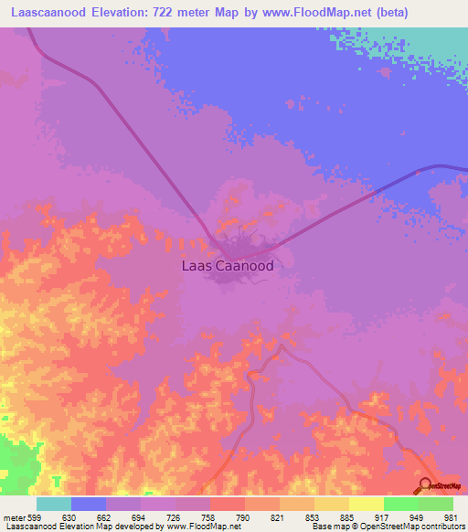 Laascaanood,Somalia Elevation Map