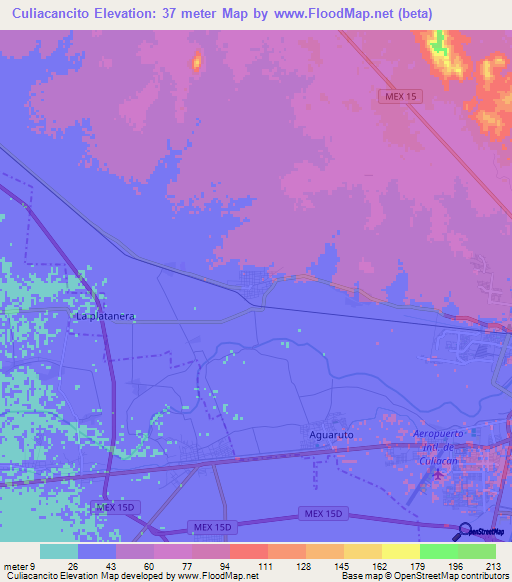 Culiacancito,Mexico Elevation Map