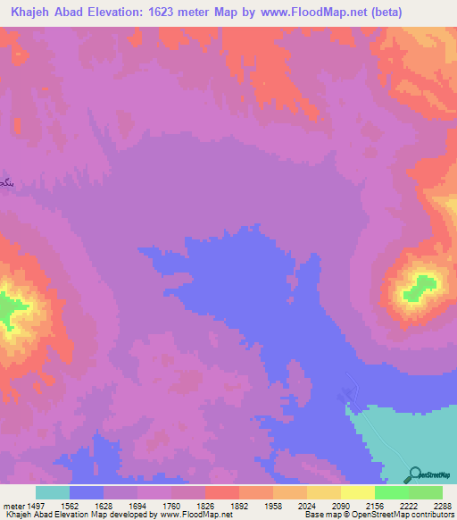 Khajeh Abad,Iran Elevation Map