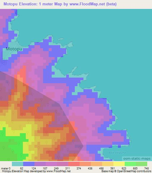 Motopu,French Polynesia Elevation Map