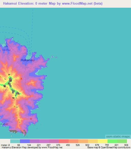 Hakamui,French Polynesia Elevation Map