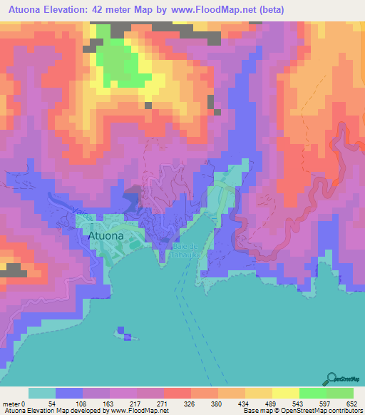 Atuona,French Polynesia Elevation Map