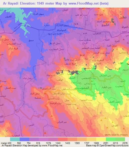 Ar Rayadi,Yemen Elevation Map