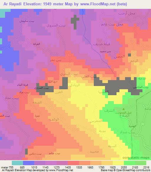 Ar Rayadi,Yemen Elevation Map