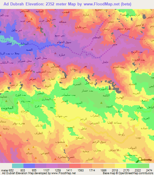 Ad Dubrah,Yemen Elevation Map