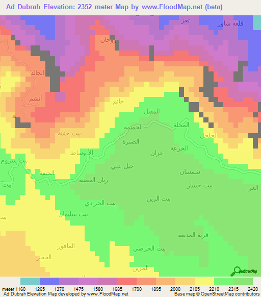 Ad Dubrah,Yemen Elevation Map