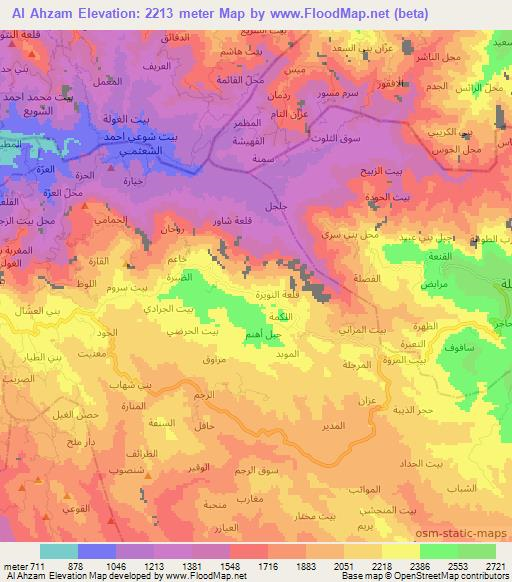 Al Ahzam,Yemen Elevation Map