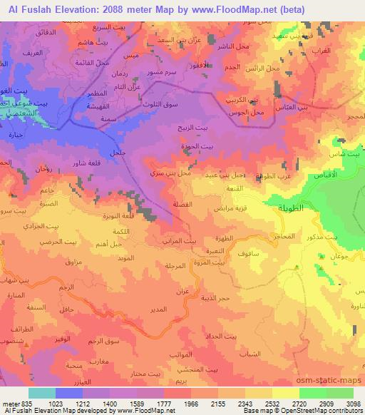 Al Fuslah,Yemen Elevation Map