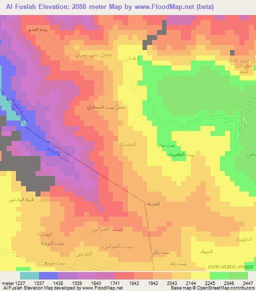 Al Fuslah,Yemen Elevation Map
