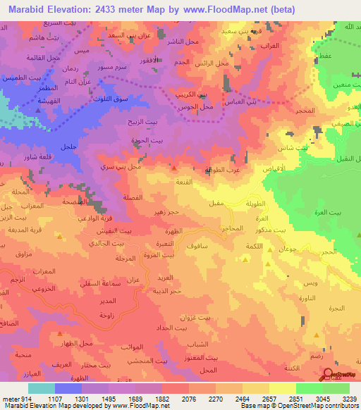 Marabid,Yemen Elevation Map