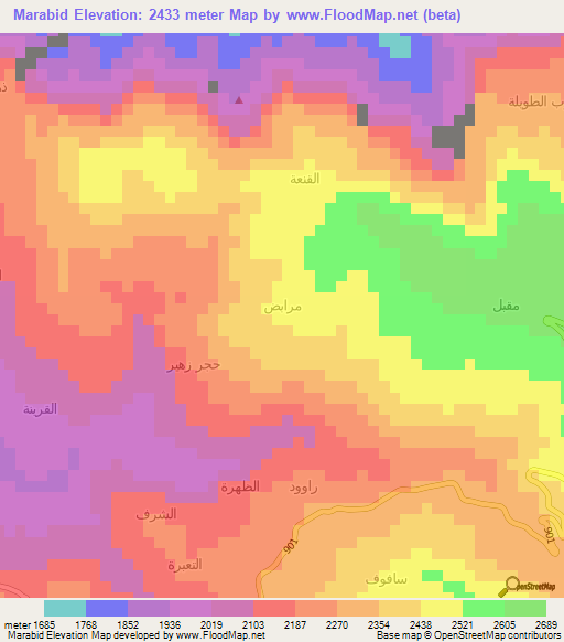 Marabid,Yemen Elevation Map