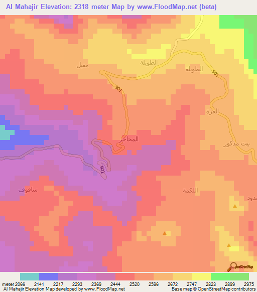 Al Mahajir,Yemen Elevation Map