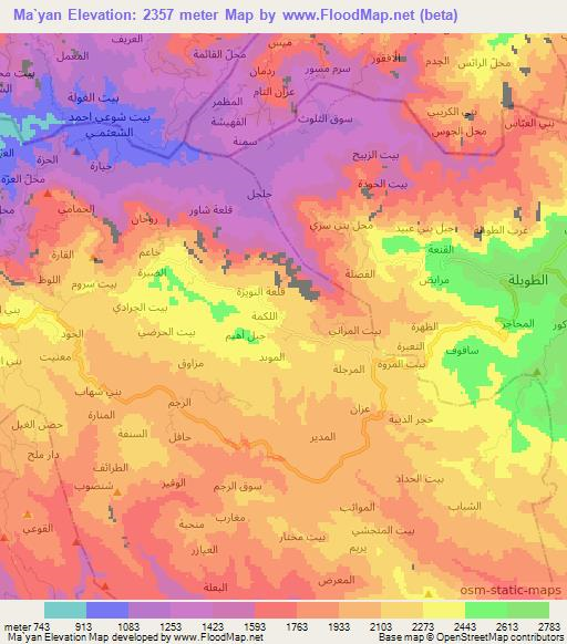 Ma`yan,Yemen Elevation Map