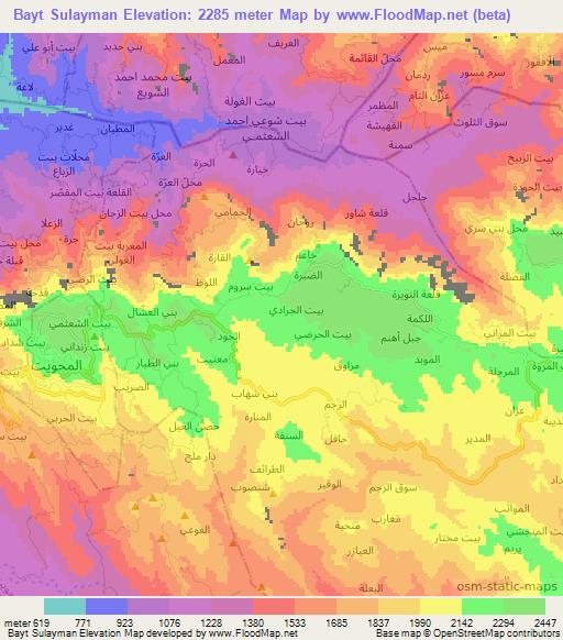 Bayt Sulayman,Yemen Elevation Map