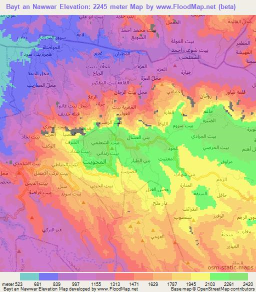 Bayt an Nawwar,Yemen Elevation Map