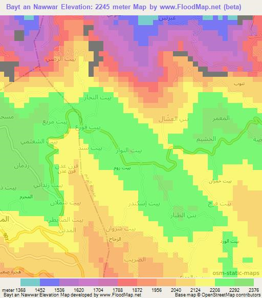Bayt an Nawwar,Yemen Elevation Map