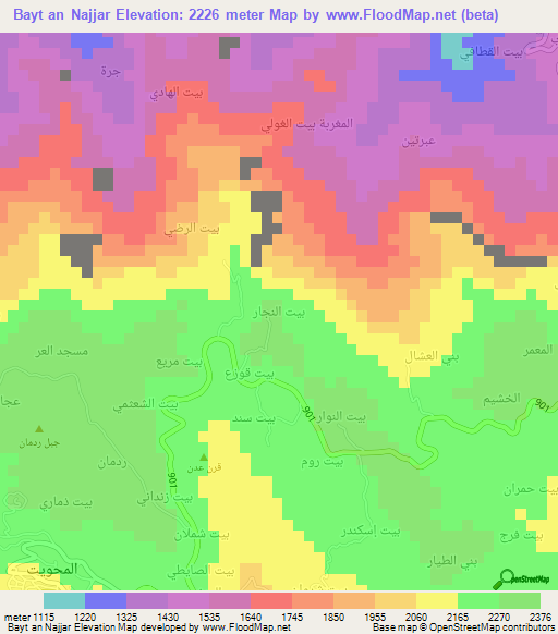 Bayt an Najjar,Yemen Elevation Map