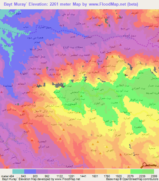 Bayt Muray`,Yemen Elevation Map