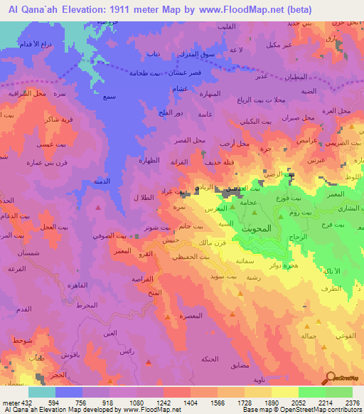 Al Qana`ah,Yemen Elevation Map