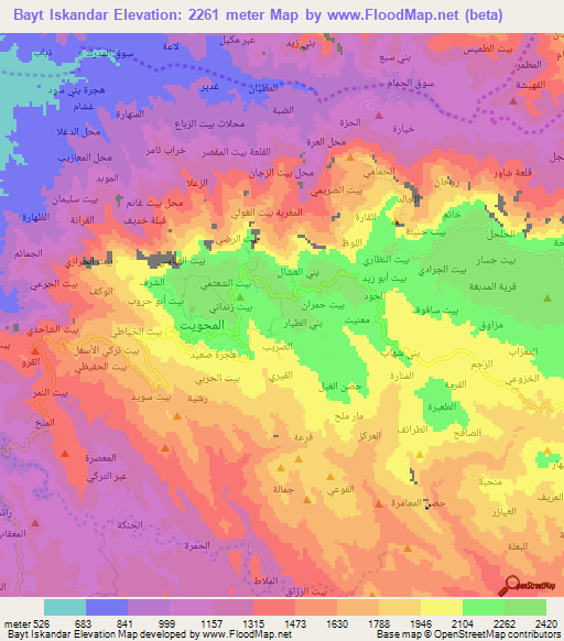 Bayt Iskandar,Yemen Elevation Map