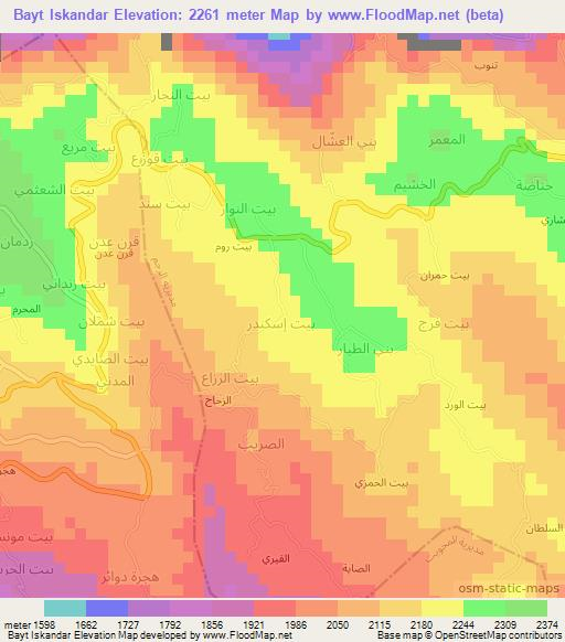 Bayt Iskandar,Yemen Elevation Map