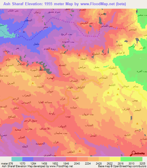 Ash Sharaf,Yemen Elevation Map