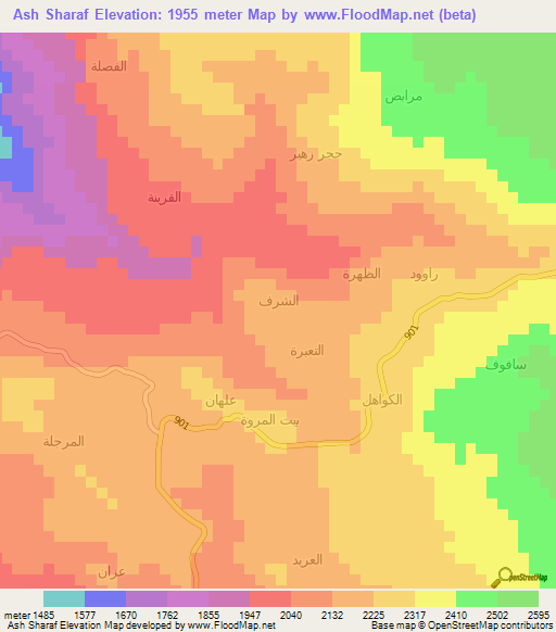 Ash Sharaf,Yemen Elevation Map
