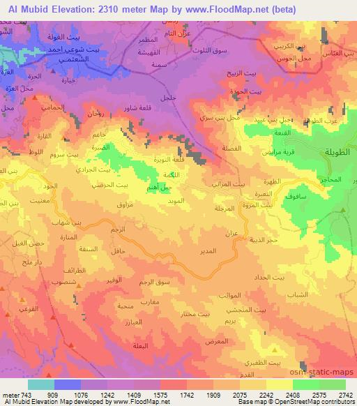Al Mubid,Yemen Elevation Map