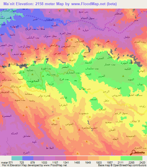 Ma`nit,Yemen Elevation Map