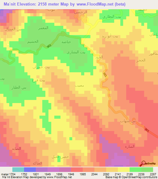 Ma`nit,Yemen Elevation Map