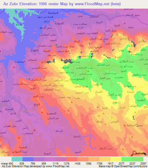 Az Zubr,Yemen Elevation Map