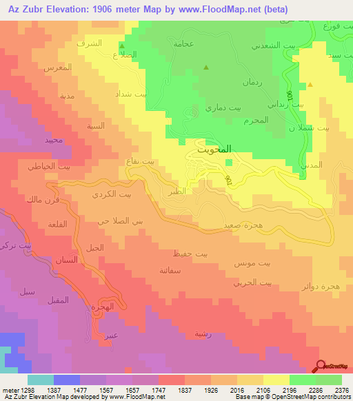 Az Zubr,Yemen Elevation Map