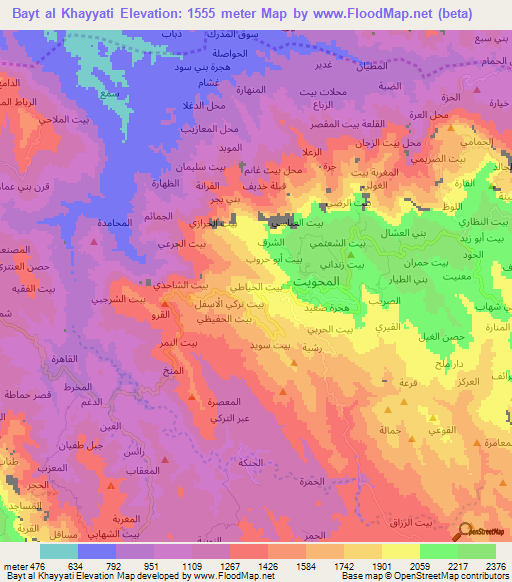 Bayt al Khayyati,Yemen Elevation Map
