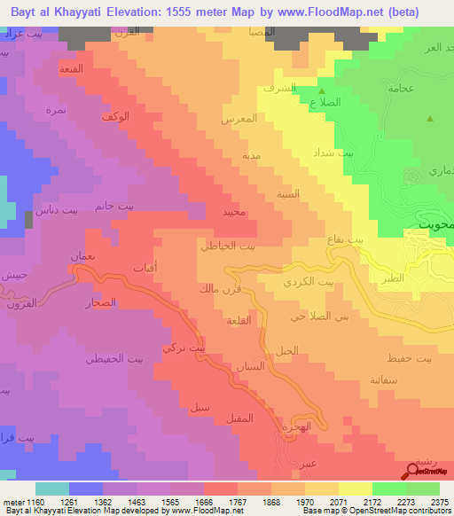 Bayt al Khayyati,Yemen Elevation Map