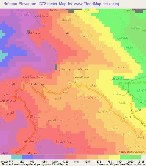 Nu`man,Yemen Elevation Map