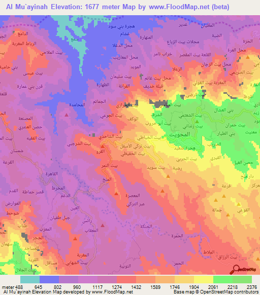 Al Mu`ayinah,Yemen Elevation Map