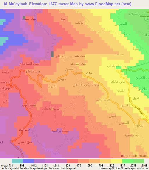 Al Mu`ayinah,Yemen Elevation Map