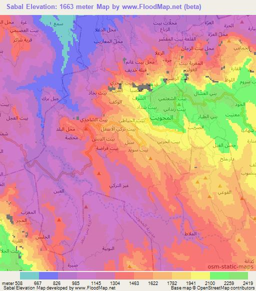 Sabal,Yemen Elevation Map