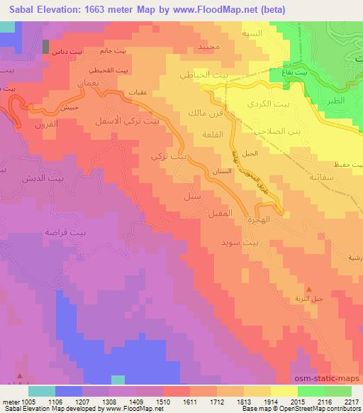 Sabal,Yemen Elevation Map