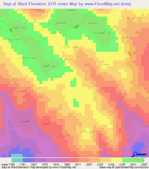 Bayt al Ward,Yemen Elevation Map
