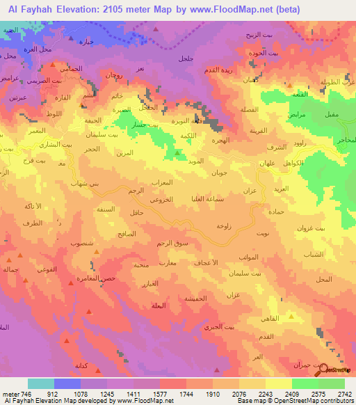Al Fayhah,Yemen Elevation Map