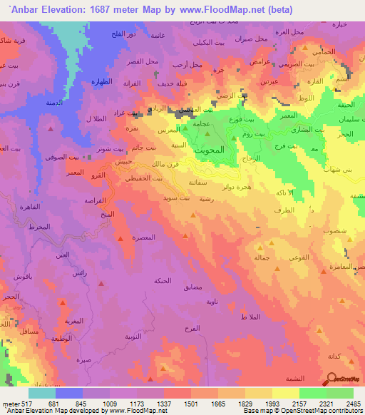 `Anbar,Yemen Elevation Map