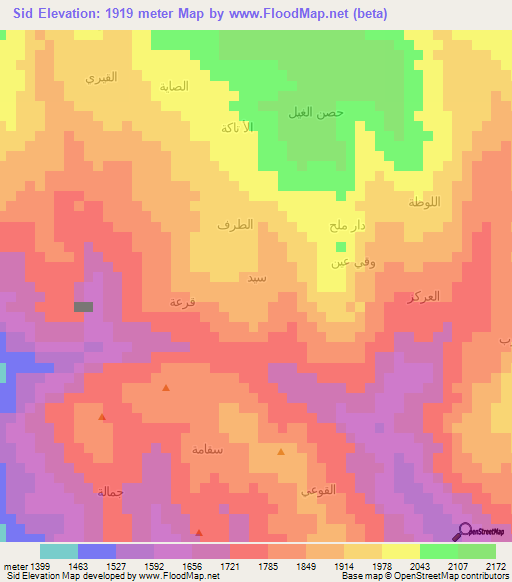 Sid,Yemen Elevation Map