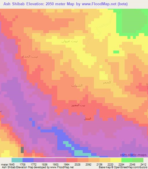 Ash Shibab,Yemen Elevation Map